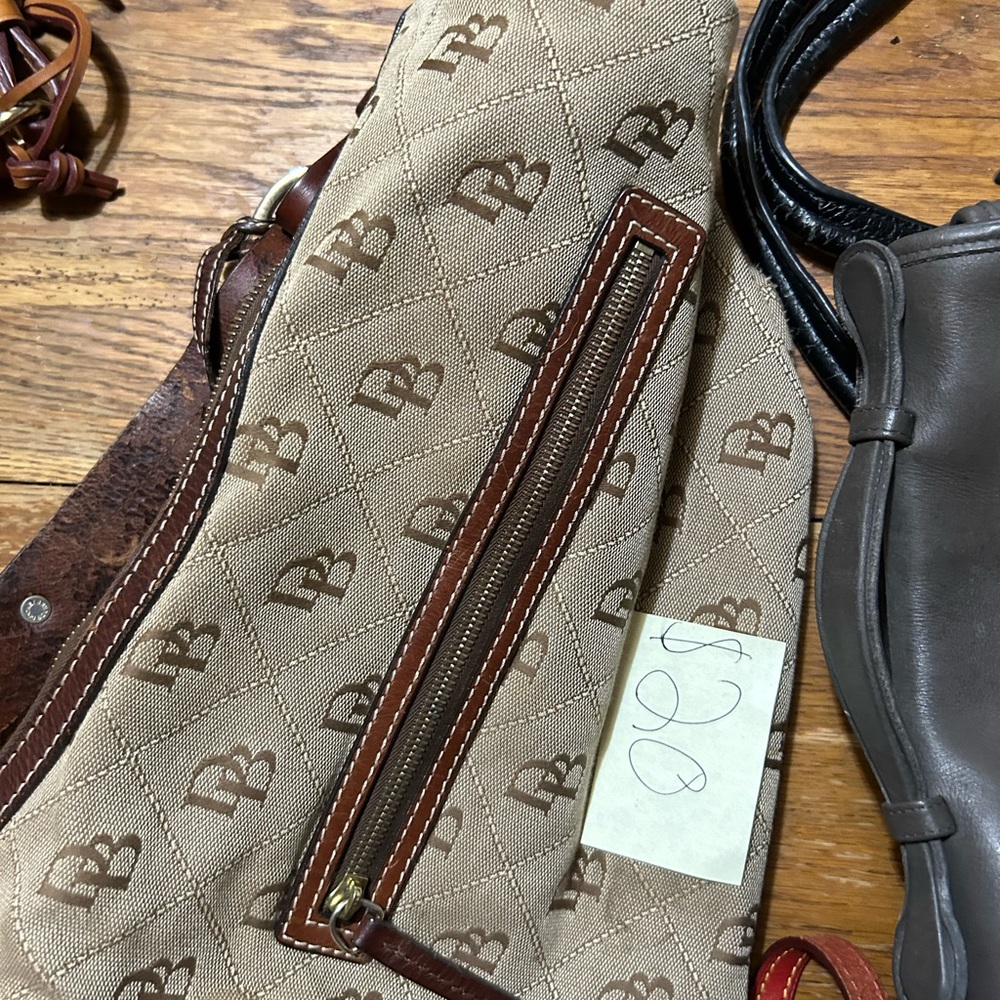 Dooney & Bourke Cream and Brown Messenger Bag with Signature Style